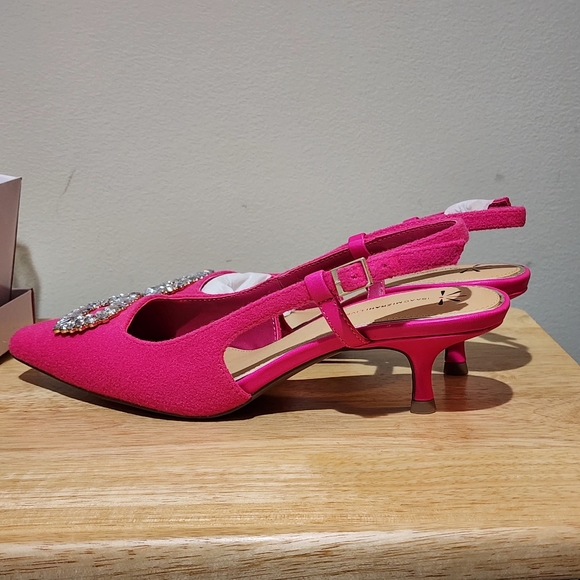 NIB Hot Pink Kitten Sling Back heel with sparkly buckle on top Size 9M EU 40.5 - Picture 13 of 13